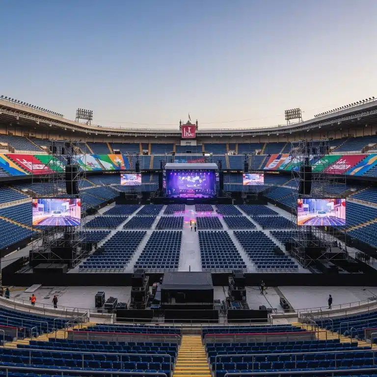 Preparativos en el Estadio de la Cartuja para la Velada del Año de Ibai