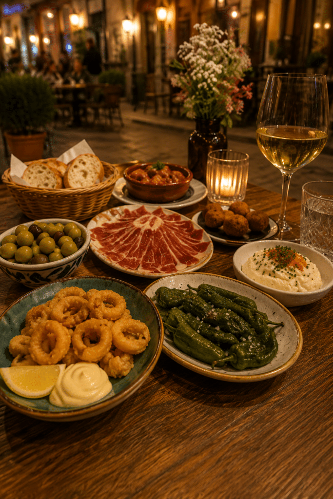 Cena de tapas en Sevilla en una terraza del centro